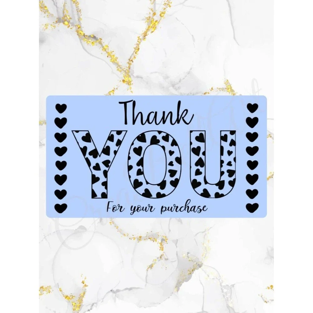 100 Cute Hearts Thank You Stickers for Packaging | Small Business Labels